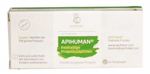 APIHUMAN® - 10 Stück fetthaltige grüne Propoliszäpfchen für Kinder, Erwachsene, Tiere